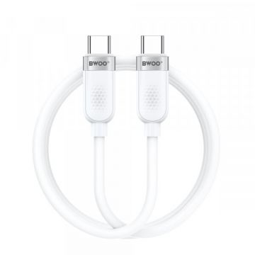 BWOO Cablu Date si Incarcare USB-C - USB-C BWOO BO-X315C, 100W, 1m, Alb