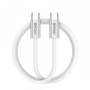 BWOO Cablu Date si Incarcare USB-C - USB-C BWOO BO-X317C, 240W, 1m, Alb