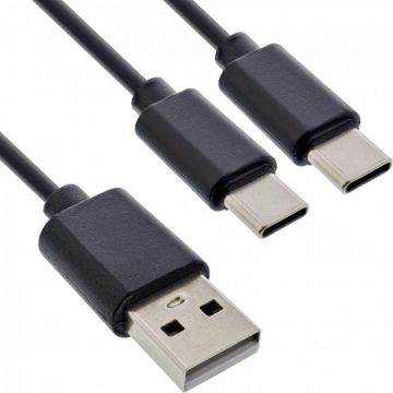 Cablu de alimentare USB-A la 2 x USB type C T-T 2m Negru, InLine IL35122