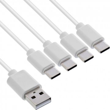 Cablu de alimentare USB-A la 4 x USB type C T-T 2m Alb, InLine IL35142W
