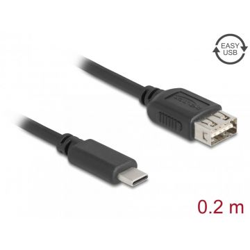 Cablu USB 2.0 Type C la EASY USB-A T-M 0.2m, Delock 81534