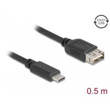 Cablu USB 2.0 Type C la EASY USB-A T-M 0.5m, Delock 81535