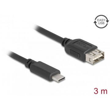 Cablu USB 2.0 Type C la EASY USB-A T-M 3m, Delock 81538
