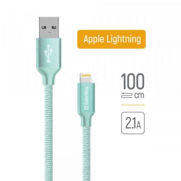 ColorWay Cablu Date si Incarcare USB-A - Lightning ColorWay CW-CBUL004, 18W, 1m, Verde