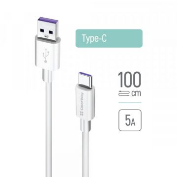 ColorWay Cablu Date si Incarcare USB-A - USB-C ColorWay CW-CBUC019, 18W, 1m, Alb