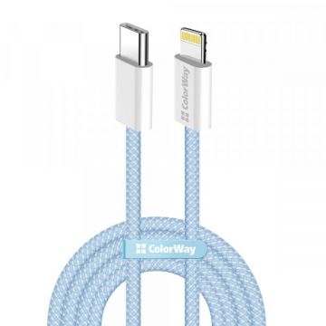 ColorWay Cablu Date si Incarcare USB-C - Lightning ColorWay CW-CBPDCL061, 27W, 1m, Albastru