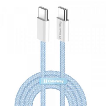 ColorWay Cablu Date si Incarcare USB-C - USB-C ColorWay CW-CBPDCC061, 60W, 1m, Albastru