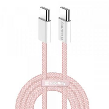 ColorWay Cablu Date si Incarcare USB-C - USB-C ColorWay CW-CBPDCC061, 60W, 1m, Roz