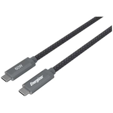 Energizer Cablu Energizer USB-C la USB-C, 60W, 2M, Negru