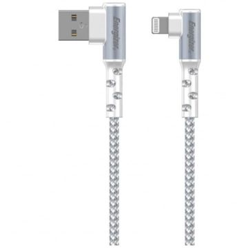 Energizer Cablu incarcare si transfer date Energizer, USB - Lightning, 90 grade, compatibil Apple, lungime 2m, Alb