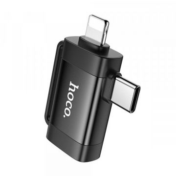 HOCO Adaptor OTG USB-C / Lightning - USB-A HOCO UA31F, Negru