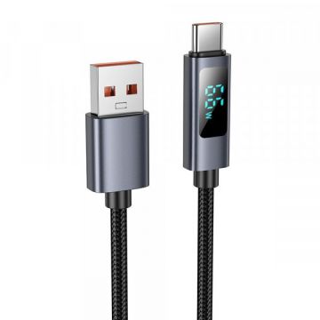 HOCO Cablu Date si Incarcare USB-A - USB-C HOCO Display X112, 100W, 1m, Negru