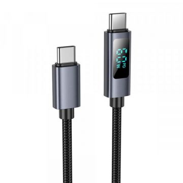 HOCO Cablu Date si Incarcare USB-C - USB-C HOCO Display X112, 60W, 1m, Negru