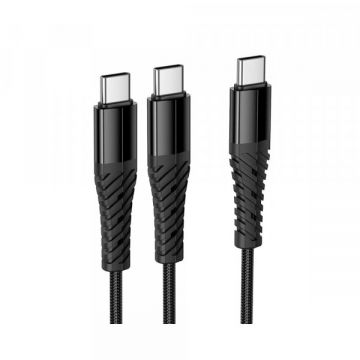 HOCO Cablu Incarcare USB-C - 2 x USB-C HOCO X123, 10W, 1m, Negru