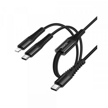 HOCO Cablu Incarcare USB-C - Lightning / USB-C HOCO X123, 10W, 1m, Negru