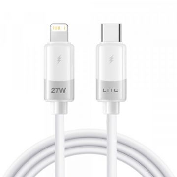 LITO Cablu Date si Incarcare USB-C - Lightning Lito LD07, 27W, 1m, Alb