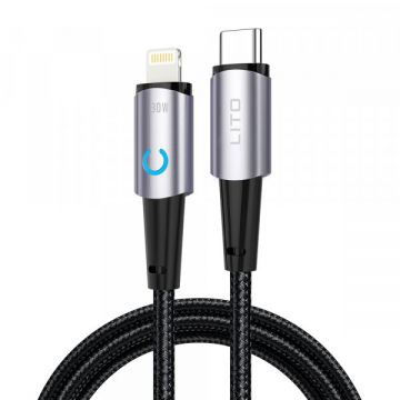 LITO Cablu Date si Incarcare USB-C - Lightning Lito LD10CL, 30W, 1m, Negru