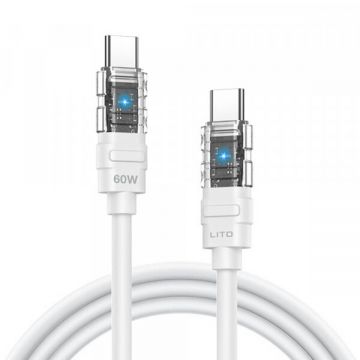 LITO Cablu Date si Incarcare USB-C - USB-C Lito LD05, 60W, 1m, Alb