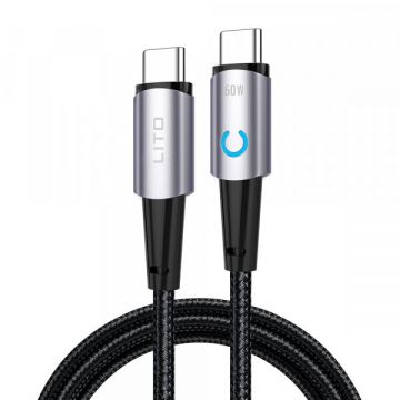 LITO Cablu Date si Incarcare USB-C - USB-C Lito LD10CC, 60W, 1m, Negru