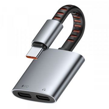 Mcdodo Adaptor Audio USB-C - USB-C / USB-C McDodo CA-3370, Gri