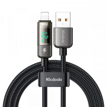 Mcdodo Cablu Date si Incarcare USB-A - Lightning McDodo CA-3620 Display Auto Power Off, 18W, 1.2m, Negru