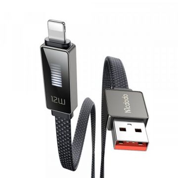 Mcdodo Cablu Date si Incarcare USB-A - Lightning McDodo CA-4970 Rythm Display, 18W, 1.2m, Negru