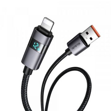 Mcdodo Cablu Date si Incarcare USB-A - Lightning McDodo CA-6490 Display, 18W, 1.2m, Negru