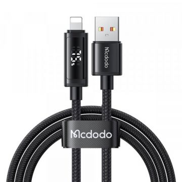 Mcdodo Cablu Date si Incarcare USB-A - Lightning McDodo CA-7970 Display, 18W, 1.2m, Negru