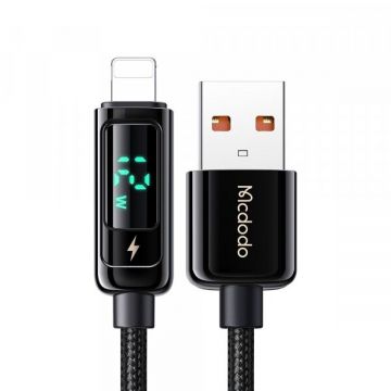 Mcdodo Cablu Date si Incarcare USB-A - Lightning McDodo CA-9940 Display, 12W, 1.2m, Negru