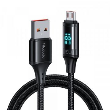 Mcdodo Cablu Date si Incarcare USB-A - microUSB McDodo CA-1070 Display, 18W, 1.2m, Negru