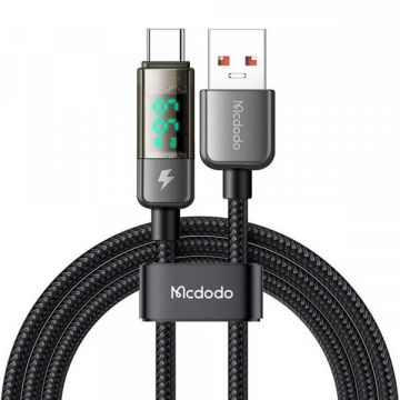Mcdodo Cablu Date si Incarcare USB-A - USB-C McDodo CA-3630 Display Auto Power Off, 66W, 1.2m, Negru