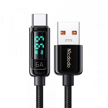 Mcdodo Cablu Date si Incarcare USB-A - USB-C McDodo CA-8690 Display, 66W, 1.2m, Negru