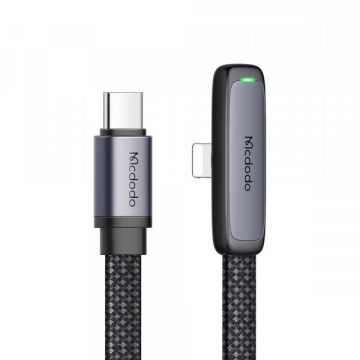 Mcdodo Cablu Date si Incarcare USB-C - Lightning McDodo CA-3350 Angled, 36W, 1.2m, Negru