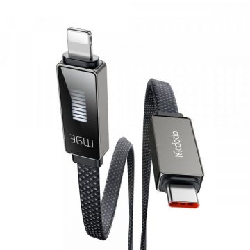 Mcdodo Cablu Date si Incarcare USB-C - Lightning McDodo CA-4960 Rythm Display, 36W, 1.2m, Negru