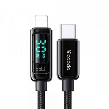 Mcdodo Cablu Date si Incarcare USB-C - Lightning McDodo CA-8810 Display, 36W, 1.2m, Negru