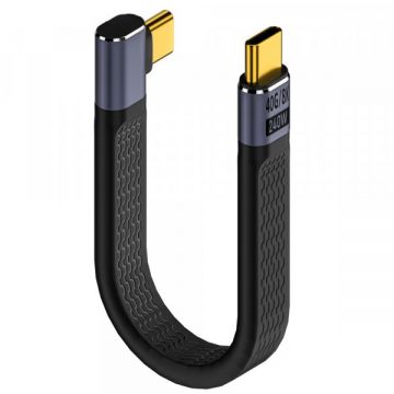 OEM Cablu Date si Incarcare USB-C - USB-C OEM Angled 8K Video Version 3, 240W, 0.15m, Negru