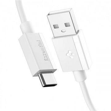 Spigen Cablu Date si Incarcare USB-A - USB-C Spigen Essential, 60W, 1m, Alb