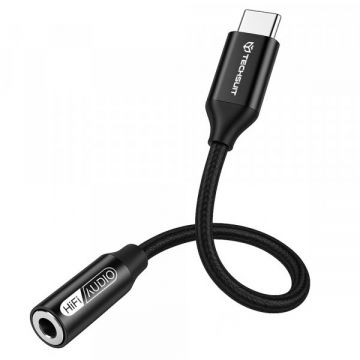 techsuit Adaptor Audio USB-C - 3.5mm Techsuit AC13 FuseXound, Negru