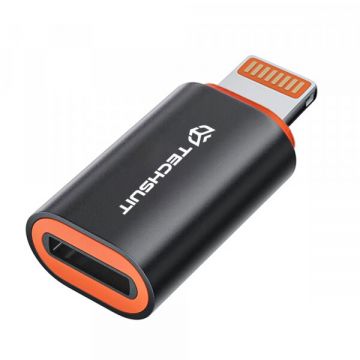 techsuit Adaptor Date si Incarcare USB-C - Lightning Techsuit A3 HyperPort, Negru Portocaliu