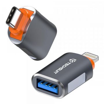 techsuit Adaptor OTG USB-C - USB-A Techsuit A9 SlateVolt, Gri Portocaliu