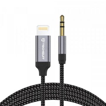 techsuit Cablu Audio Lightning - 3.5mm Techsuit AC10 SoundShell, 1.5m, Gri