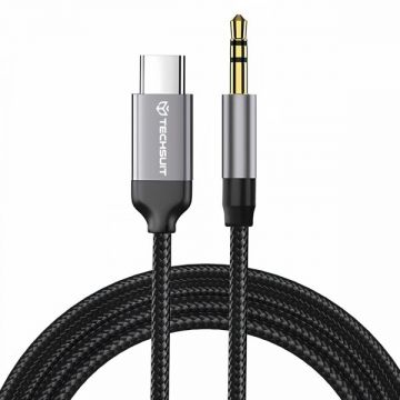techsuit Cablu Audio USB-C - 3.5mm Techsuit AC9 SoundShell, 1.5m, Gri