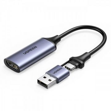 Ugreen Adaptor Audio si Video USB-A / USB-C - HDMI UGREEN CM489, Gri