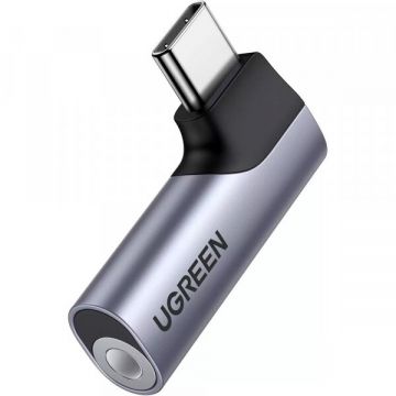 Ugreen Adaptor Audio USB-C - 3.5mm UGREEN CM460 (20194) Angled, Gri