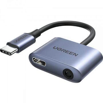 Ugreen Adaptor Audio USB-C - 3.5mm / USB-C UGREEN CM231, Gri