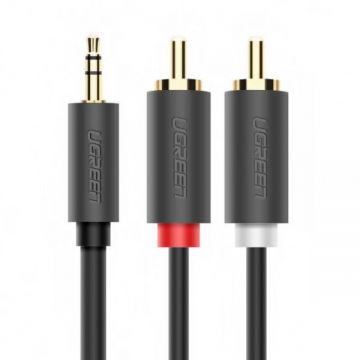 Ugreen Cablu Audio 3.5mm - 2 x RCA UGREEN AV102, 5m, Gri