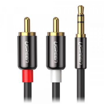 Ugreen Cablu Audio 3.5mm - 2 x RCA UGREEN AV116, 3m, Negru