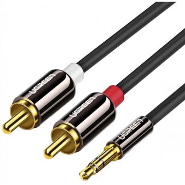 Ugreen Cablu Audio 3.5mm - 2 x RCA UGREEN AV116, 5m, Negru
