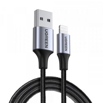Ugreen Cablu Date si Incarcare USB-A - Lightning UGREEN US199, 18W, 1m, Gri