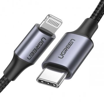 Ugreen Cablu Date si Incarcare USB-C - Lightning UGREEN US304, 20W, 1m, Negru